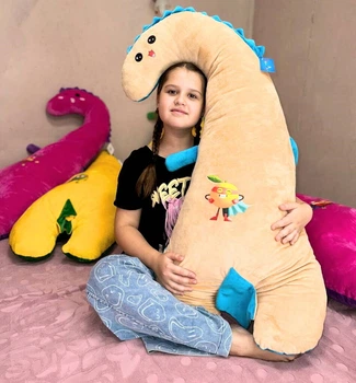 М'яка іграшка подушка-обіймашка "DinoDream" 110см, бежево-блакитна
