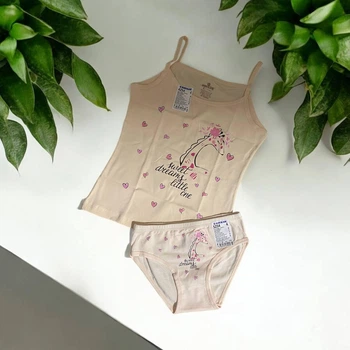 Детский комплект белья для девочек майка и трусики Baykar р 6 158-164 см 11-12 лет Арт. 4254-5254 персиковый