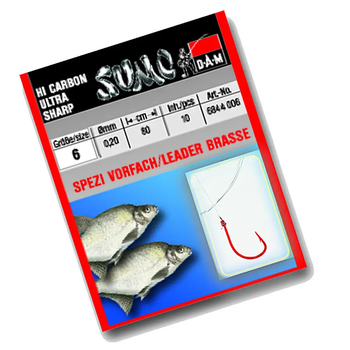 Гачок із повідцем DAM Sumo Spezi Bream №12 (лещ) 10 шт. (red) 6844012