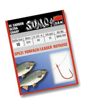 Гачок з повідцем DAM Sumo Spezi Rotauge (плітка) №14 10шт. (Red) 6846114
