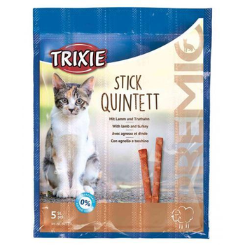 Лакомство Trixie Premio Stick Quintett для кошек палочки с ягненком и индейкой 5 г 5 шт