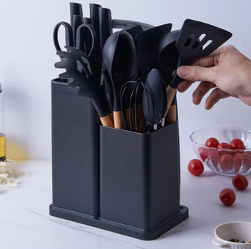 Набір кухонного приладдя 19 предметів Kitchen Set силіконові ЧОРНИЙ