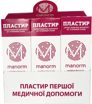 Набір пластирів Manorm на тканинній основі 19х72 мм 15 упаковок по 10 шт (4820136731014)