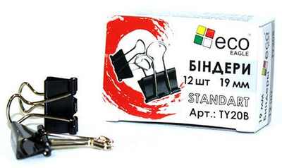 Биндеры для бумаги 19 мм черный 12 шт. Eagle TY20B