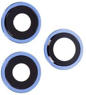 Стекло камеры iPhone 12 Pro синее Pacific Blue + кольцо комплект 3 шт. High Copy