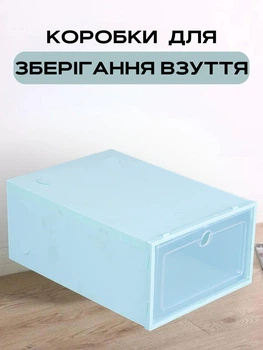 Пластиковий органайзер коробка для зберігання взуття 33х23х14 см Бірюзовий (60107)