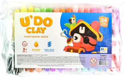 Набір для творчості Strateg UDO Clay Брикет 34 кольори по 6 г (4823113889883)