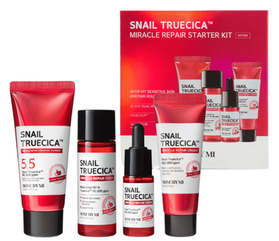 Zestaw do pielęgnacji twarzy Some By Mi Snail Truecica dla skóry problematycznej Żel do mycia twarzy 30 ml + Tonik 30ml + Serum 10 ml + Krem 20 g (8809647390534)