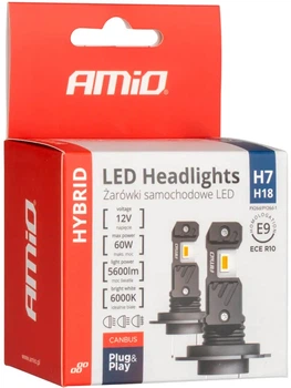Żarówki samochodowe Amio Hybrid Series Canbus H7 H18 12V 60W 2 szt. (5903293041154)