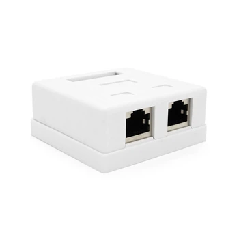 Розетка RITAR FTP 8P8C RJ45 2 порт Cat-5 накладная белая Q500 интернет-розетка для дома и офиса сетевой разъем (LO-TH_11C)