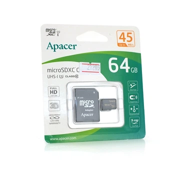 Карта памяти Apacer microSDHC 64GB Class 10 UHS-I флешка для смартфонов планшетов и камер (LO-TH_11C)