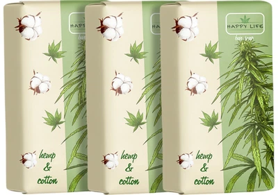 Упаковка твердого мила Happy Life Конопля і бавовна 180 г x 3 шт (2301000530145)