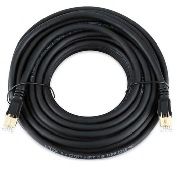 Патч-корд VEGGIEG Cat.8 8м черный SSTP RJ45 для подключения ПК и роутера интернет-кабель (TOR-JUG_22B)