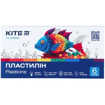 Пластилін 6 кольорів K-081 120 г Kite Classic