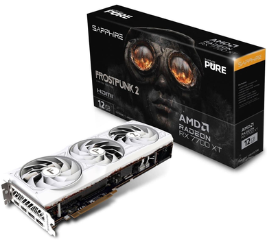 Відеокарта Sapphire AMD Radeon RX 7700 XT 12GB PURE Frostpunk 2 Edition (11335-08) (GDDR6, 192 bit, PCI-E v4.0 x16)