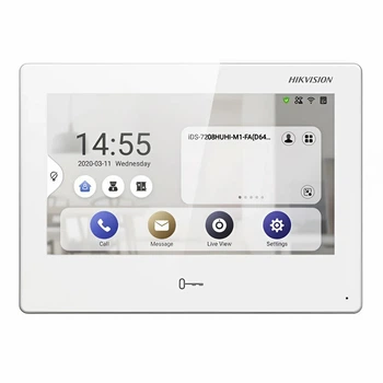 Відеодомофон з мікрофоном та динаміками Hikvision DS-KH9310-WTE1(B) 1024×600 7" TFT Білий (99-00011531)
