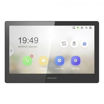 Видеодомофон с микрофоном и динамиками Hikvision DS-KH8520-WTE1 1024×600 10.1" TFT Черный (99-00014090)