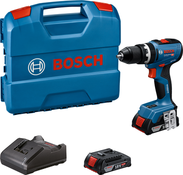Акумуляторний безщітковий ударний дриль-шурупокрут Bosch GSB 18V-65 + 2 x акумуляторні батареї GBA 18V 2.0 Ah + Зарядний пристрій GAL 18V-20 Professional + L-Case (06019N3100)
