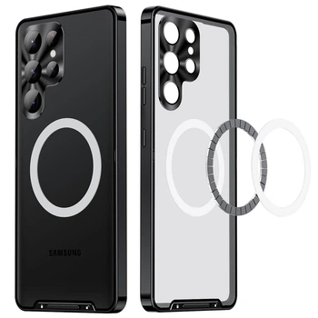 Чохол Metal Glass для Samsung Galaxy S24 Ultra з металевим кільцем та додатковим захистом на камеру black