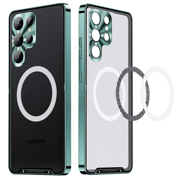Чехол Metal Glass для Samsung Galaxy S25 Ultra с металлическим кольцом и дополнительной защитой на камеру green