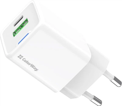 Мережевий зарядний пристрій ColorWay GaN Mini 30W PD Port PPS USB (Type-C PD + USB QC3.0) White (CW-CHS053PD-WT)