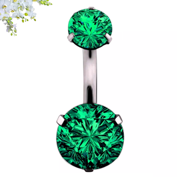 Банан для пирсингу пупка 10х1.6х5/10 CZ Сталь 316L Mr.Piercing Emerald