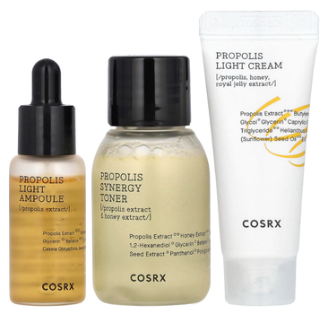 Набір для догляду за обличчям Cosrx Honey Glow Kit Propolis Trial Kit Тонік для обличчя 30 мл + Сироватка для обличчя 10 мл +  Крем для обличчя 15 мл (8809598452183)