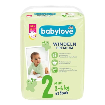 Преміум підгузники babylove 2 mini 3-6 kg 42 шт