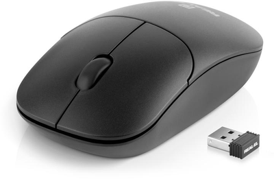Компьютерная мышь REAL-EL RM-313W Wireless, Black, беспроводная, USB, оптическая, 1000 dpi, 2 кнопки, 2xAAA