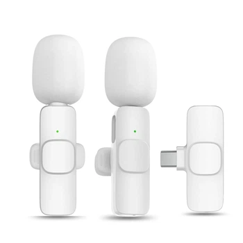 Двойной беспроводной петличный микрофон EMISSE для разьема Type-C (Android, iPhone от 15/15 Pro, Mac и Windows), Белый