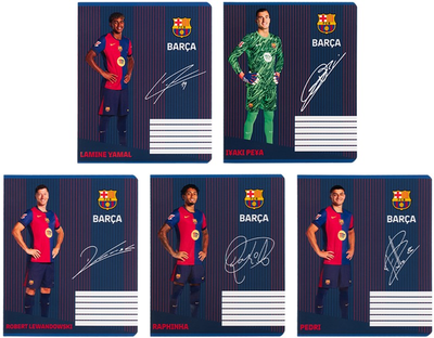 Набір шкільних зошитів Kite FC Barcelona 18 аркушів у клітинку 20 шт (BC25-236)
