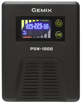 Источник бесперебойного питания Gemix PSN-1000 1000VA/600W 12V/220V 13A 2xSchuko Без АКБ Black (PSN-1000)