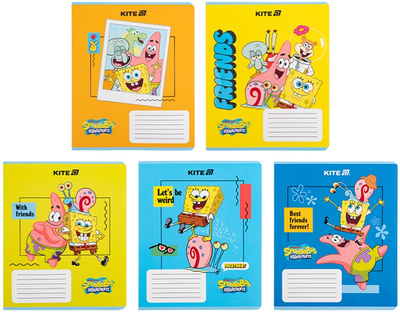 Набір шкільних зошитів Kite SpongeBob SquarePants 12 аркушів у клітинку 25 шт (SB25-232)