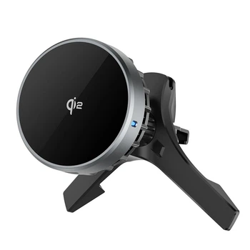 Автодержатель с беспроводной зарядкой Wiwu Qi2.0 Car Wireless Charger CH-319 with MagSafe для Apple iPhone Black