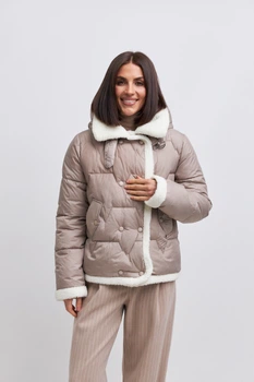 Куртка стьобана з обробкою овчиною Wear me XS Бежевий (10_24_10069)