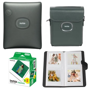 Подарочный набор фотопринтер Fujifilm Instax SQ Link/Фотобумага 20 шт/Чехол/Фотоальбом на 108 фото Зеленый