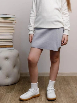 Детские шорты-юбка для девочки ARTKNIT Смужка 128-134 см Серые (4823093472037)