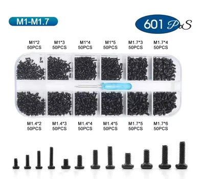 Винтики Маленькие M1;M1.4;M1.7 с Плоской Головкой + Отвертка Набор 601 шт Spec (SP-0679002)