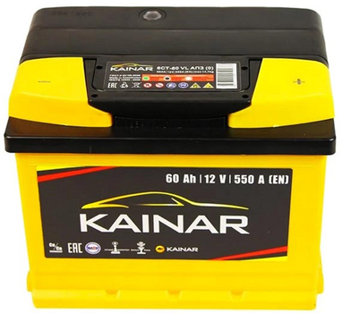 Автомобільний акумулятор Kainar STANDART 60 А-год (-/+) (550EN) 242х175х175 мм (K060 160)