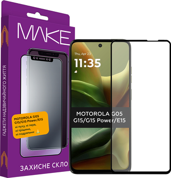 Захисне скло MAKE для Motorola G05/G15/G15 Power/E15 Black (MGF-MG05/G15/G15P/E15)
