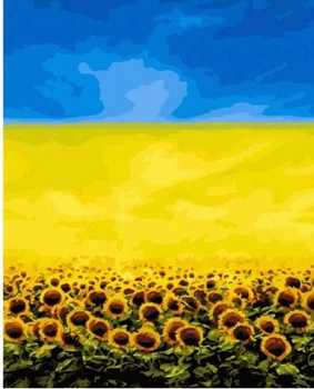 Картина по номерам украинский пейзаж Поле подсолнухов 40х50 см Rainbow Art GX44814