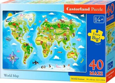 Пазлы Castorland Карта мира maxi 40 элементов (B-040117)