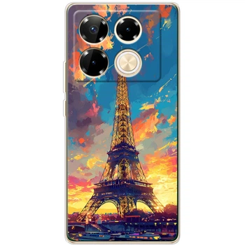 Силиконовый Чехол с Картинкой для Infinix Note 40 Pro Принт (Париж, Эйфелева Башня) (59203-ysm038)