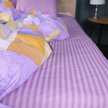 Простынь MirSon King Size 220x240 см 17-0764 Violet triangles Бязь (2200010938296)