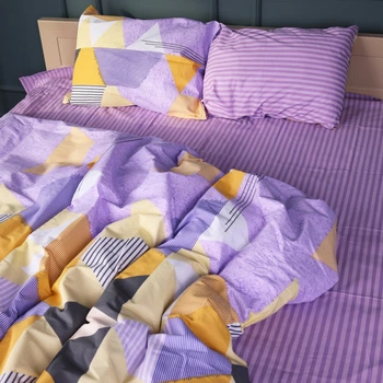 Пододеяльник MirSon Бязь 17-0764 Violet triangles 200х220 см (2200010938258)