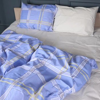 Комплект постельного белья Mirson Полуторный 143х210 см 17-0766 Checkered blue Бязь (2200010939453)