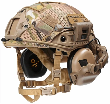 Баллистический шлем каска FAST Helmet NIJ IIIA Койот Тактические наушники M31+Фонарик