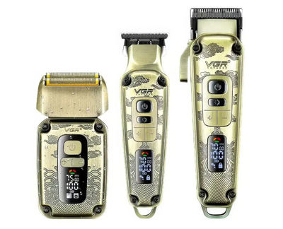 Набір для стрижки VGR Professional Barber Combo Kit Аккумулятор, Сеть 220 В цвет золотистый