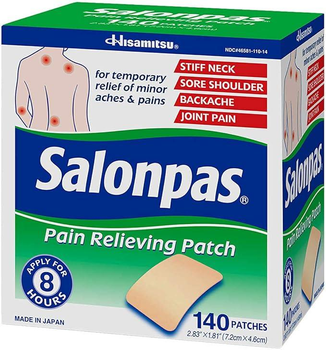 Знеболювальні пластирі Salonpas Pain Relieving Patch 140 шт. (7.2×4.6 см)