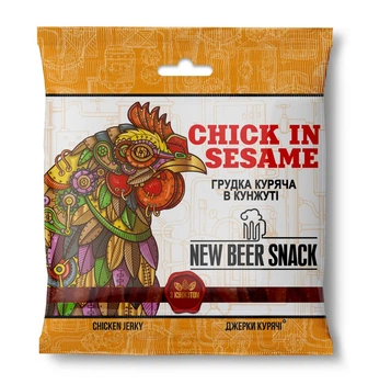 Грудка куриная в кунжуте с васаби и медом "Chick in sesame" 50 г, сушеное мясо, закуски к пиву